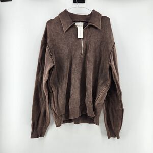 Mason Row Stitch Fix Men’s Brown Quarter Zip Collared Long Sleeve Sweater NWT